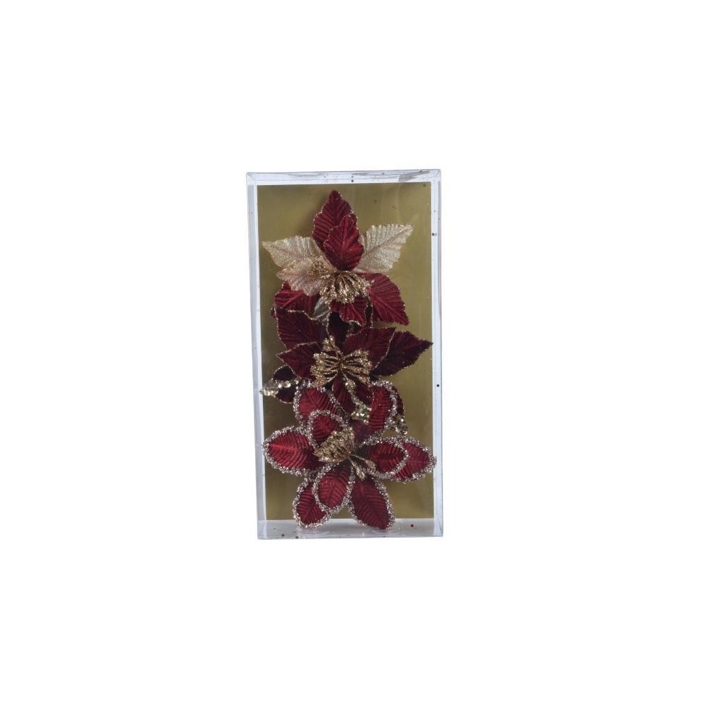 POINSETTA BORDEAUX CON CLIP D1